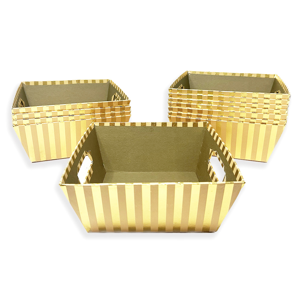 12 Pack - Gold Holiday 8in Gift Utility Square Tray